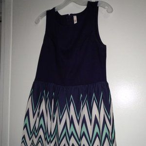Women's blue and white dress